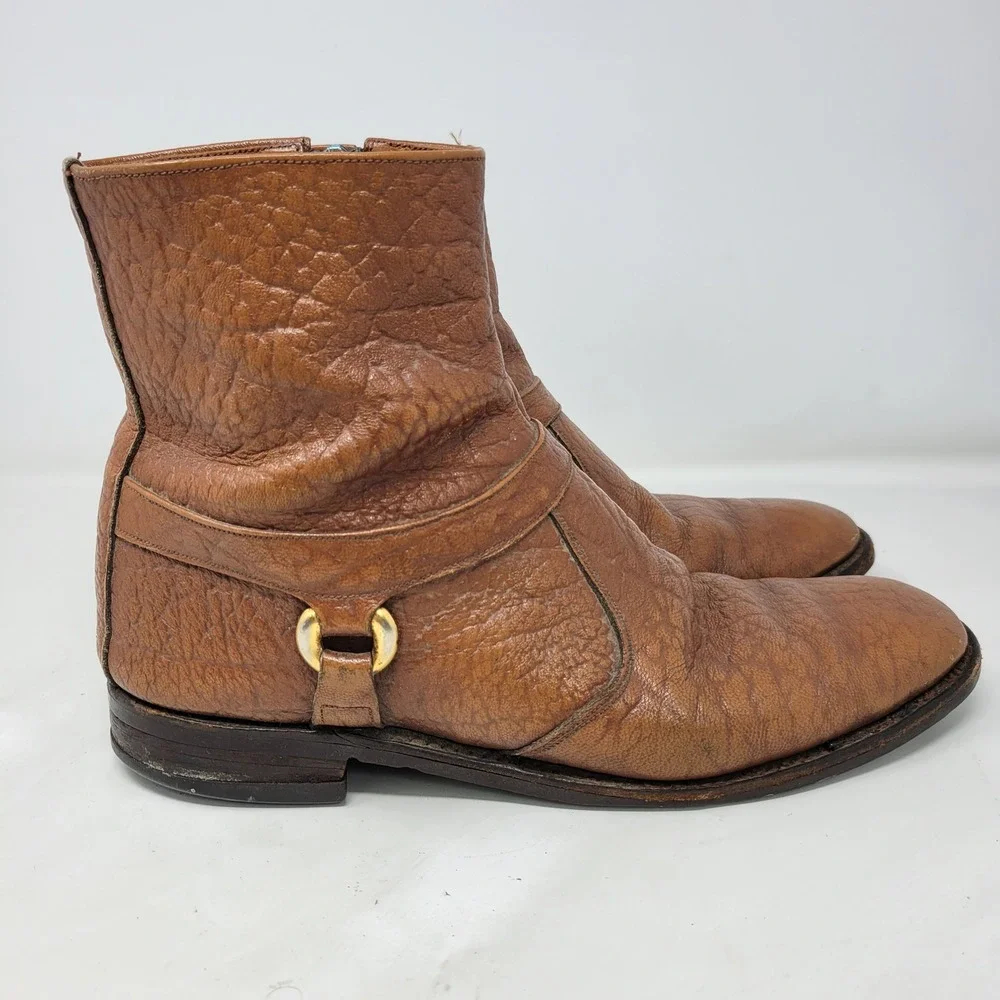 Stuart McGuire Brown Leather Harness Ankle Boots Made in England Mens S907 53636